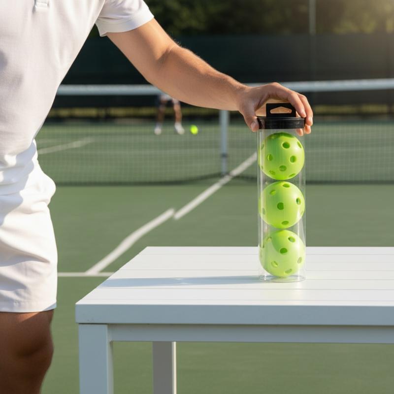 뚜껑이 있는 투명한 피클볼 보관 상자 원통형 빈 공 홀 - Badminton House 리뷰 및 가격